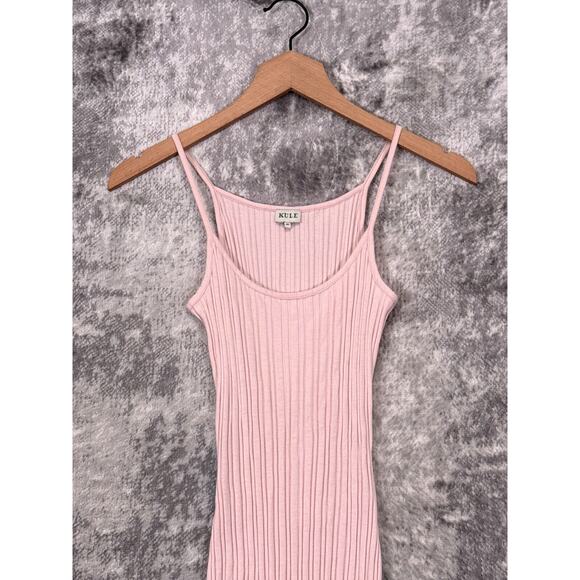 Kule Dress XS Womens Clemence Ribbed Tank Soft Pink Midi - Picture 2 of 8